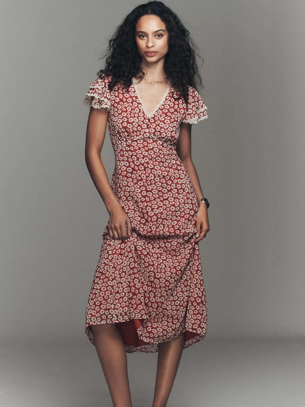 Anthropologie NWT - EXQUISE V-NECK FLUTTER-SLEEVE MIDI DRESS